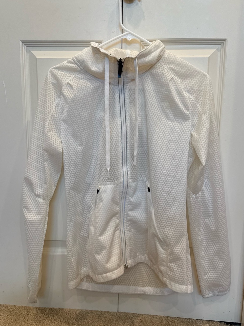 adidas White Mesh Full-Zip Hooded Jacket
